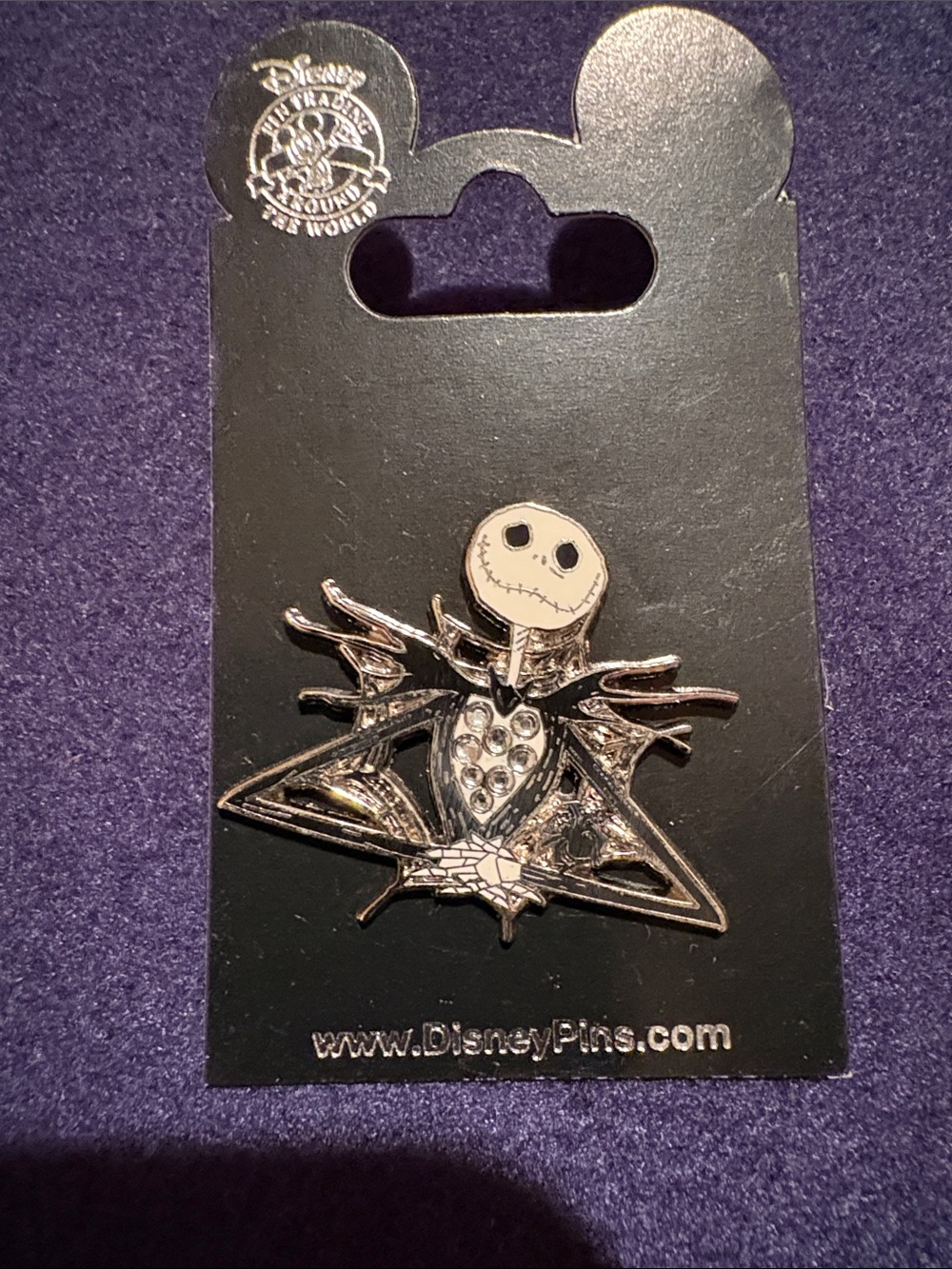 Disney Jack Skellington Silver and White Brooch with sparkle